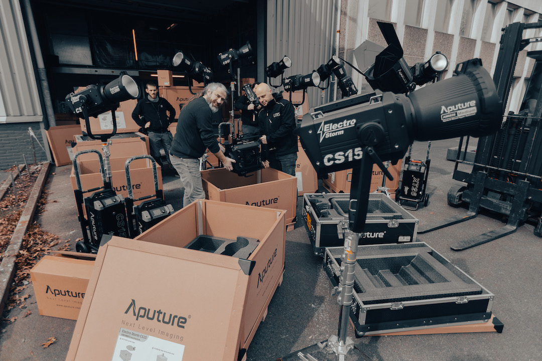 Aputure LED fixtures on film set