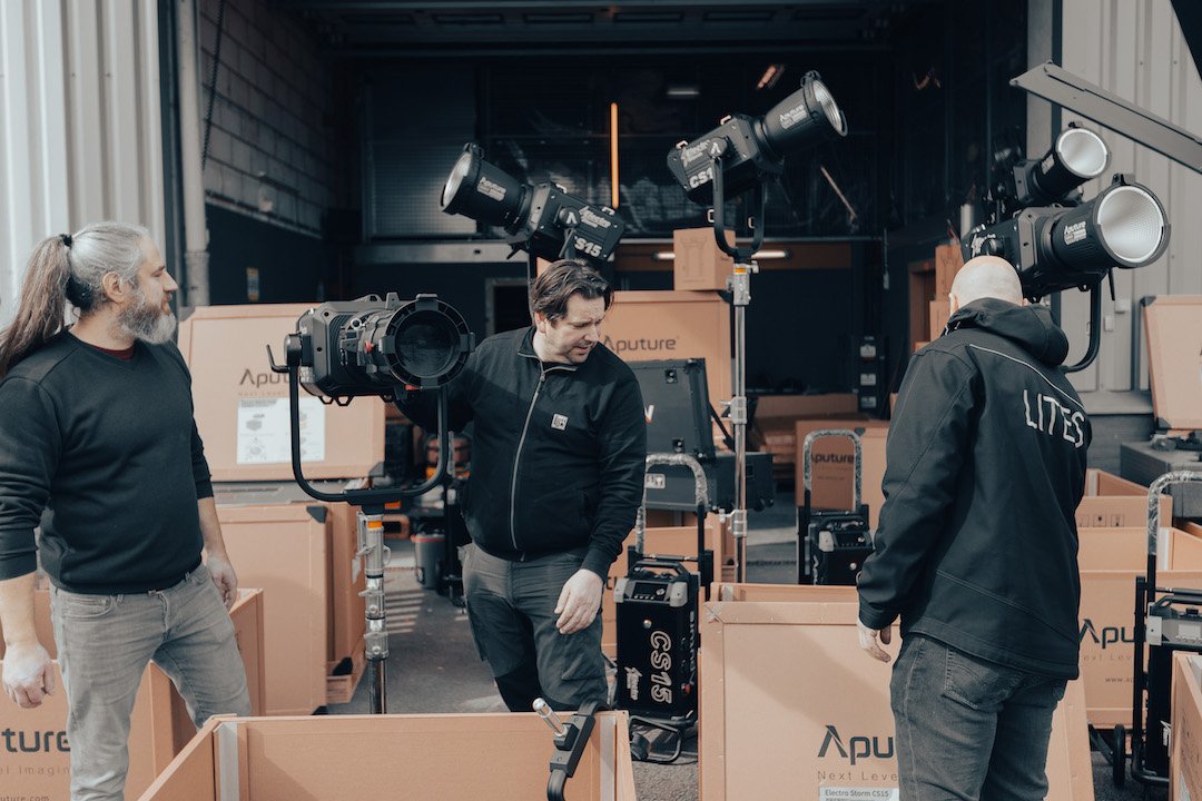 Belgian cinema production lighting setup